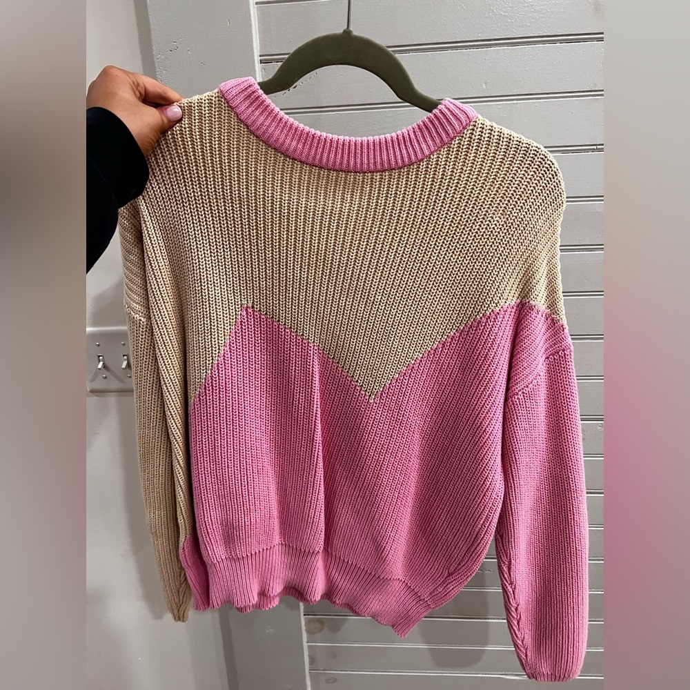 Pink and tan sweater